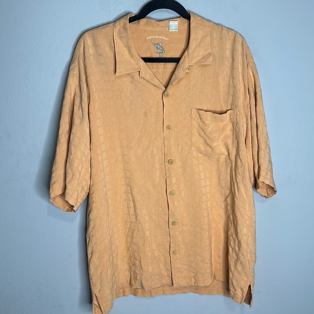 Original Island sport peach orange silk shirt XL